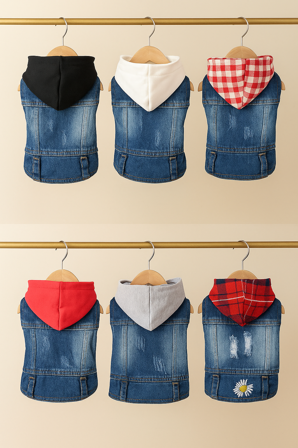 The Pawlitician® Vintage Hooded Denim Jacket – Classic Streetwear for Pets