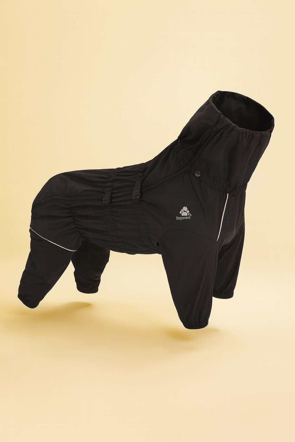 Black raincoat on a beige background